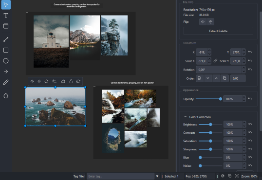 A showcase of a well-organized reference board inside RoomRef